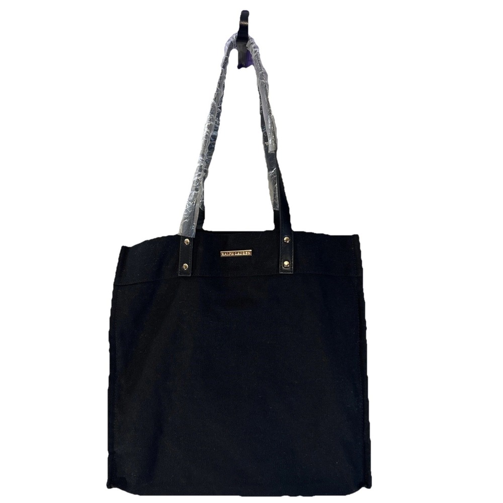 Ralph Lauren‎ Women's Tote Bag Black Canvas Shoulder Bag Handbag Purse NEW